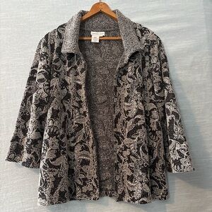 Coldwater Creek Blazer/Jacket Open 3/4 Sleeve Gray/Black Women’s Sz PM